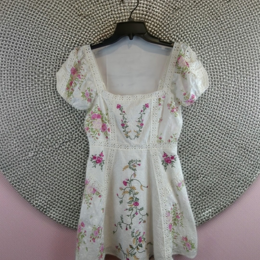 Altar'd State White Lace Top with Black Accent